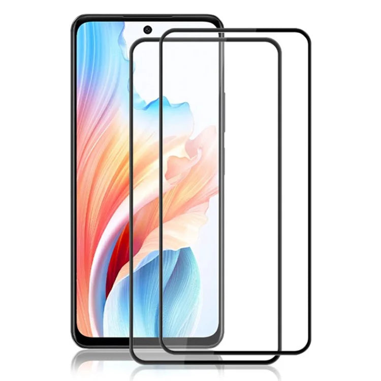 AMORUS 2Pcs For Oppo A79 5G / A2 5G  Screen Protector Silk Printing Tempered Glass Film