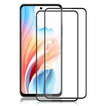 AMORUS 2Pcs For Oppo A79 5G / A2 5G  Screen Protector Silk Printing Tempered Glass Film