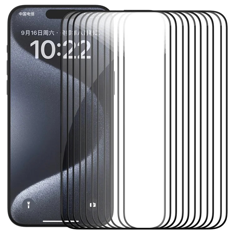 NILLKIN 10Pcs EZ SET Series for iPhone 15 Pro Max Screen Guard AGC Glass Screen Protector
