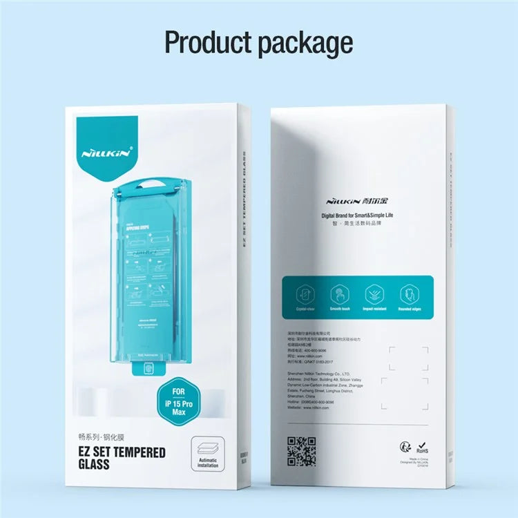 NILLKIN 3Pcs for iPhone 15 Pro EZ SET Series AGC Glass Front Screen Protector