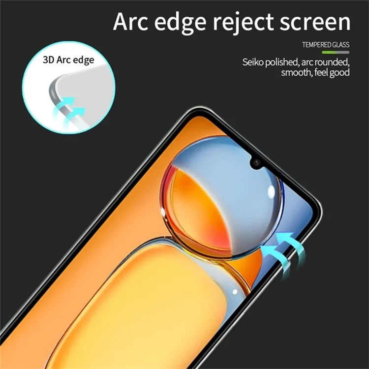 PINWUYO JK 3D Curved Tempered Glass Film-2 for Xiaomi Redmi 13C 4G / Poco C65 4G Anti-fingerprint Screen Protector