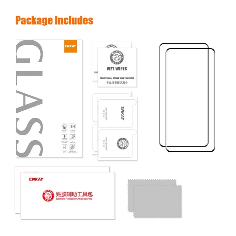 ENKAY HAT PRINCE 2PCS For OnePlus 12 5G Tempered Glass Full Screen Protector 3D Curved Side Glue Film