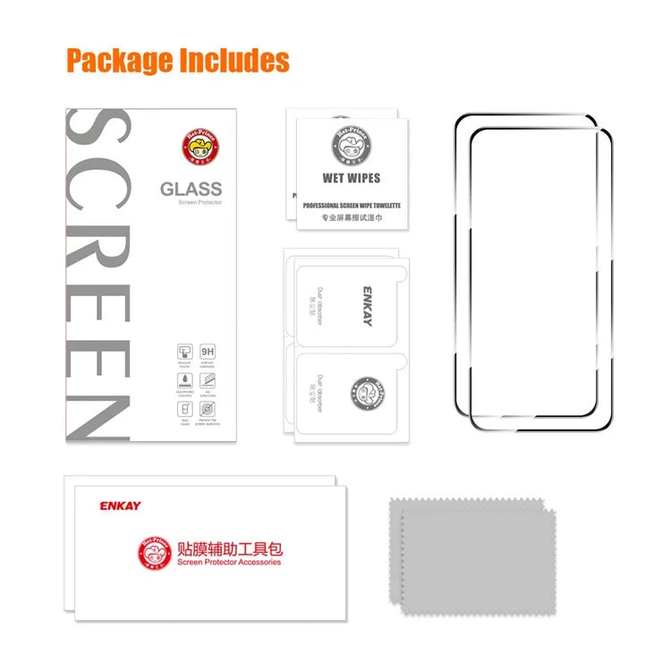 ENKAY HAT PRINCE 2Pcs for Samsung Galaxy A55 5G Screen Protector Silk Printing 2.5D High Aluminium-silicon Glass Film