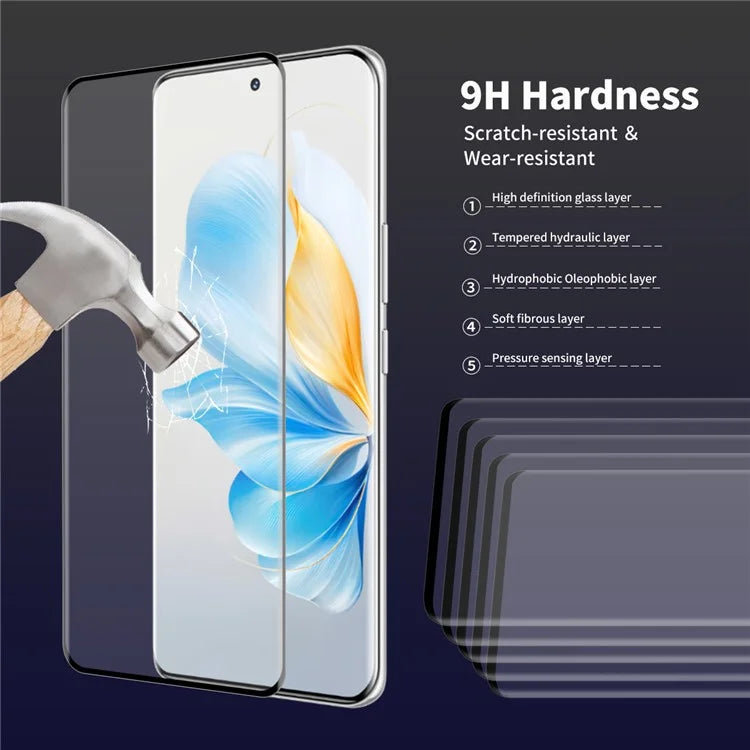 ENKAY HAT PRINCE 5PCS For Honor 100 5G Anti-scratch Screen Protector 3D Curved Tempered Glass Side Glue Film