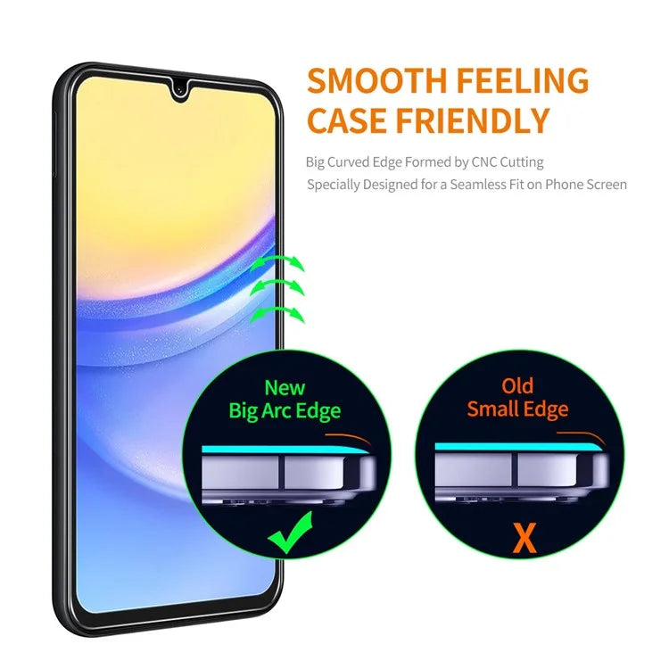 ENKAY HAT PRINCE 5Pcs For Samsung Galaxy A15 4G / 5G High Aluminium-silicon Glass Film 0.26mm 2.5D Screen Protector