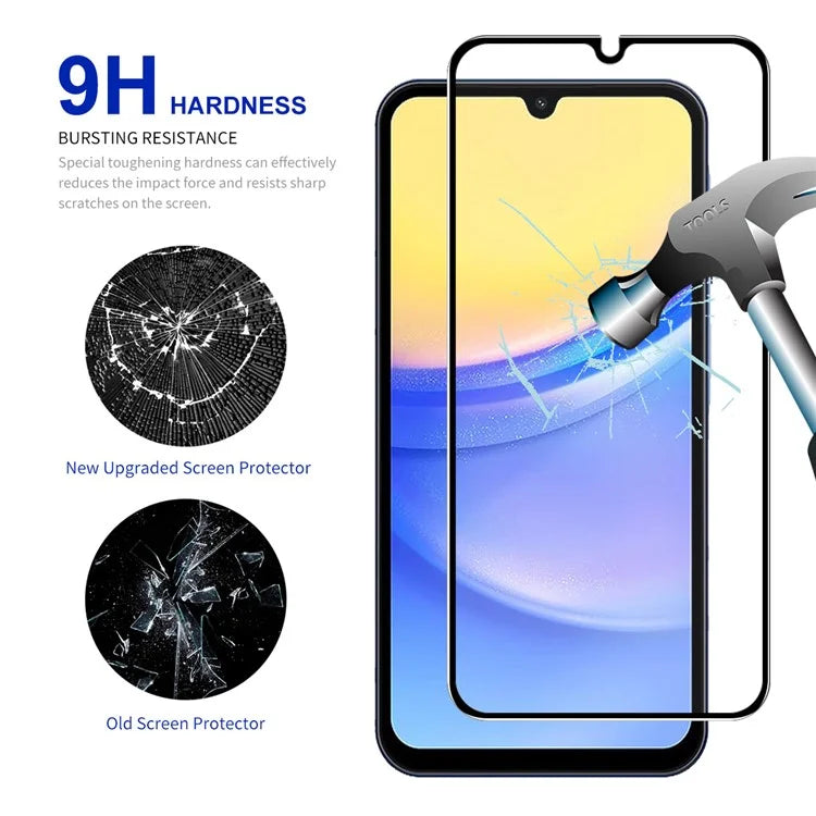 ENKAY HAT PRINCE 2Pcs for Samsung Galaxy A15 4G / 5G Screen Protector 2.5D 9H Silk Print High Aluminium-silicon Glass Film
