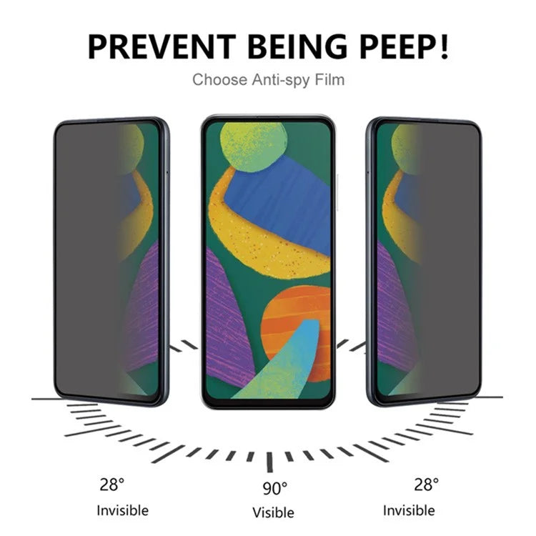 For Samsung Galaxy A35 5G Anti-spy 180 Degree Screen Protector Full Glue Silk Printing Tempered Glass Film