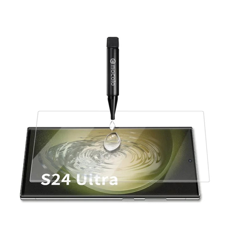 AMORUS For Samsung Galaxy S24 Ultra Screen Protector UV Liquid Adhesive Full Coverage 3D Curved Tempered Glass Film