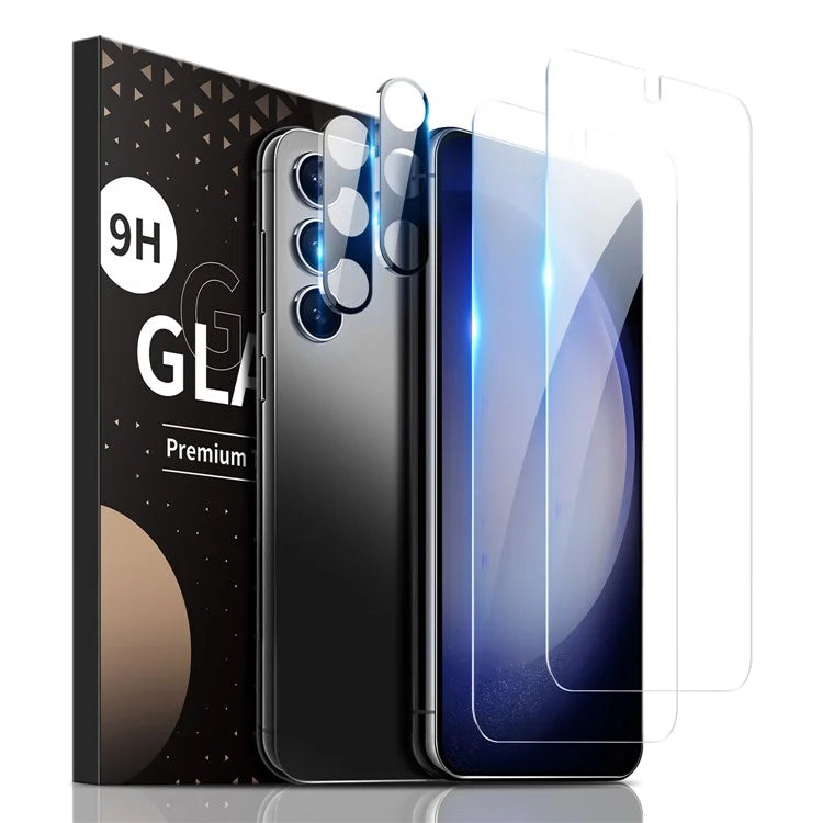2Pcs Screen Protector for Samsung Galaxy S24+ Fingerprint Unlock Film with 2Pcs Camera Lens Protector HD Clear