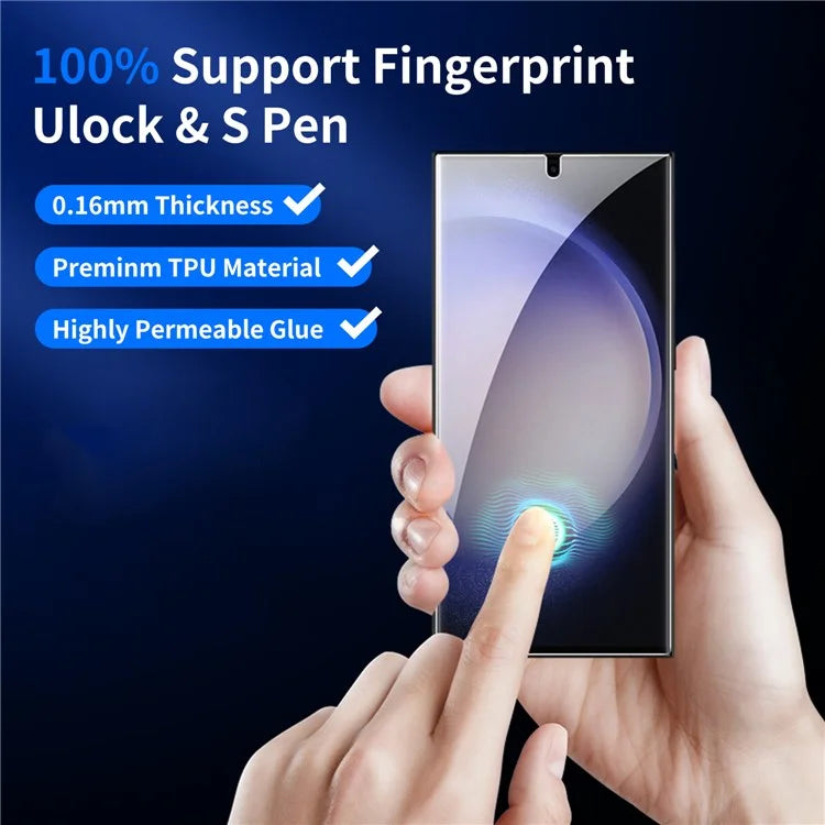 2Pcs Screen Protector for Samsung Galaxy S24+ Fingerprint Unlock Film with 2Pcs Camera Lens Protector HD Clear