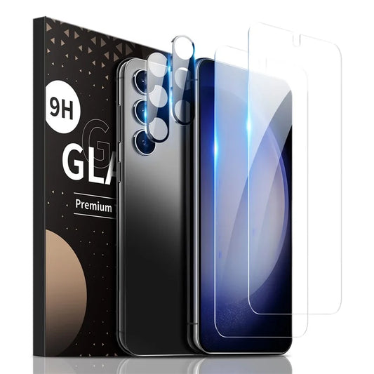 2Pcs Screen Protector for Samsung Galaxy S22+ 5G with 2Pcs Camera Lens Protector Support Fingerprint Unlock