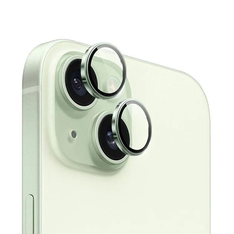 WIWU LG-005 1 Set For iPhone 15 Plus / 15 Aluminum Alloy Frame Tempered Glass 3D Rear Lens Film Protector