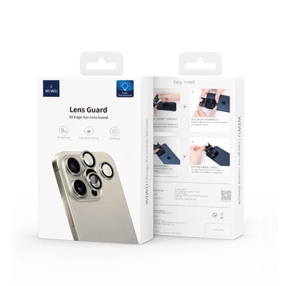 WIWU LG-005 1 Set For iPhone 15 Plus / 15 Aluminum Alloy Frame Tempered Glass 3D Rear Lens Film Protector