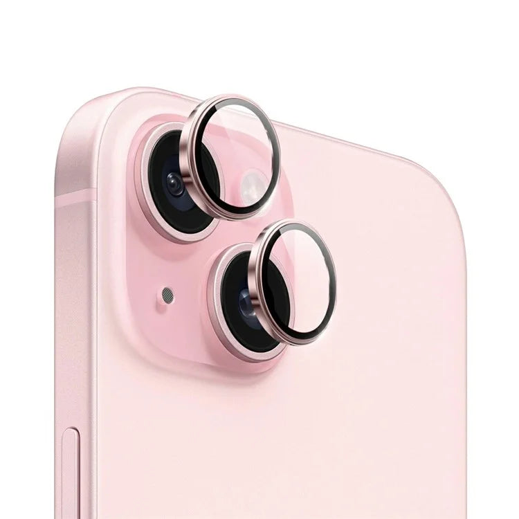 WIWU LG-005 1 Set For iPhone 15 Plus / 15 Aluminum Alloy Frame Tempered Glass 3D Rear Lens Film Protector