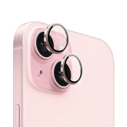 WIWU LG-005 1 Set For iPhone 15 Plus / 15 Aluminum Alloy Frame Tempered Glass 3D Rear Lens Film Protector