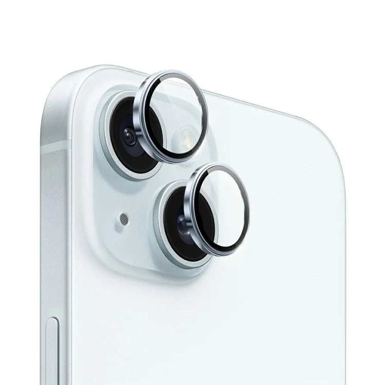 WIWU LG-005 1 Set For iPhone 15 Plus / 15 Aluminum Alloy Frame Tempered Glass 3D Rear Lens Film Protector