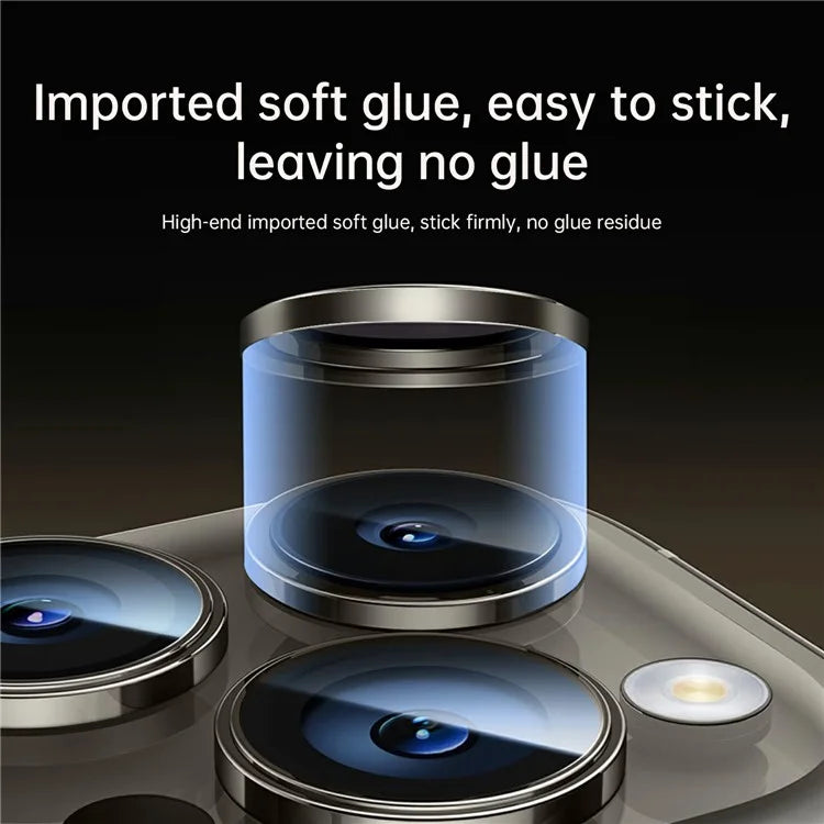 WIWU LG-004 1 Set For iPhone 15 Pro Max PVD Tempered Glass Rear Lens Film Aluminum Alloy Frame Lens Protector
