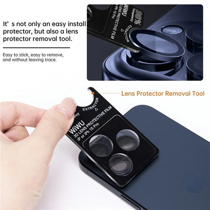 WIWU LG-004 1 Set For iPhone 15 Pro Max PVD Tempered Glass Rear Lens Film Aluminum Alloy Frame Lens Protector