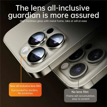 WIWU LG-004 1 Set For iPhone 15 Pro Max PVD Tempered Glass Rear Lens Film Aluminum Alloy Frame Lens Protector