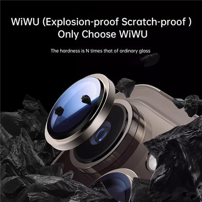 WIWU LG-004 1 Set For iPhone 15 Plus / 15 PVD Tempered Glass Rear Lens Film Aluminum Alloy Frame Lens Protector