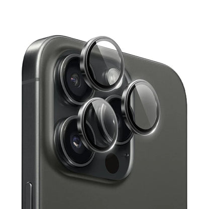 WIWU LG-005 1 Set For iPhone 15 Pro Max 3D Tempered Glass+Aluminum Alloy Frame Phone Rear Lens Film Protector