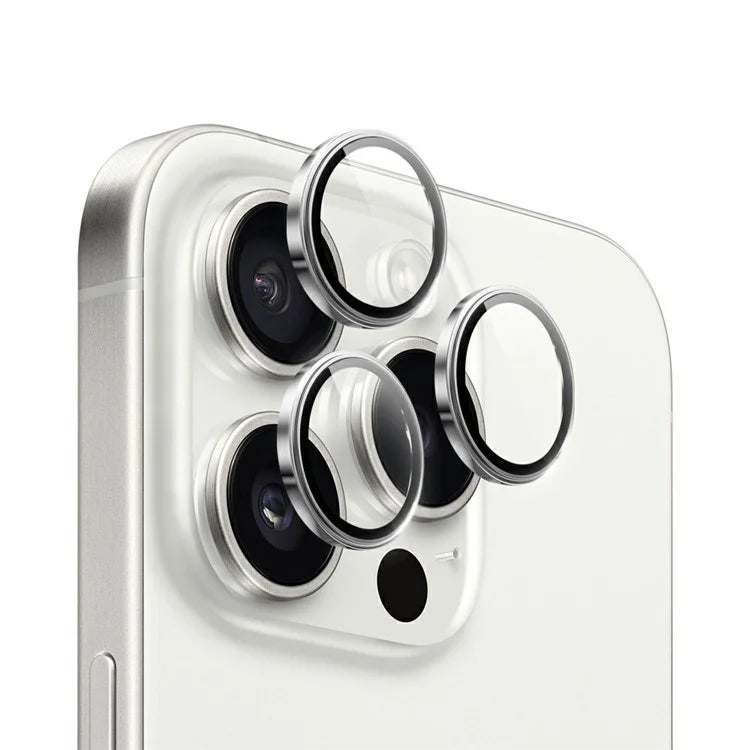 WIWU LG-005 1 Set For iPhone 15 Pro Max 3D Tempered Glass+Aluminum Alloy Frame Phone Rear Lens Film Protector