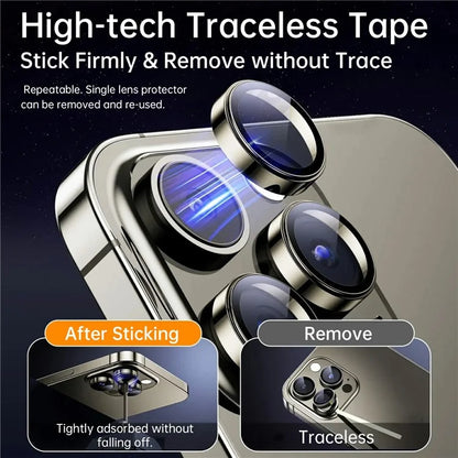WIWU LG-005 1 Set For iPhone 15 Pro Max 3D Tempered Glass+Aluminum Alloy Frame Phone Rear Lens Film Protector