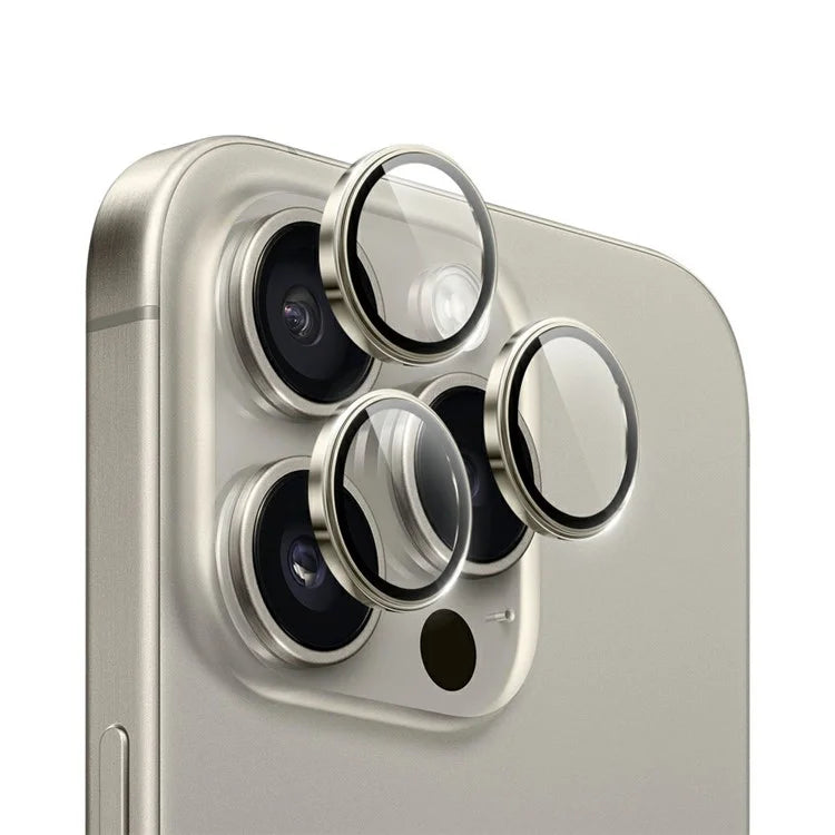 WIWU LG-005 1 Set For iPhone 15 Pro Max 3D Tempered Glass+Aluminum Alloy Frame Phone Rear Lens Film Protector