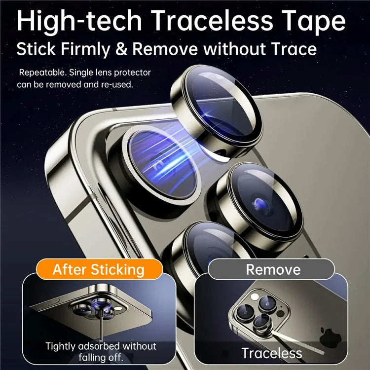 WIWU LG-005 1 Set For iPhone 15 Pro Max 3D Tempered Glass+Aluminum Alloy Frame Phone Rear Lens Film Protector
