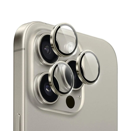 WIWU LG-005 1 Set For iPhone 15 Pro 3D Tempered Glass Rear Lens Film Aluminum Alloy Frame Lens Protector