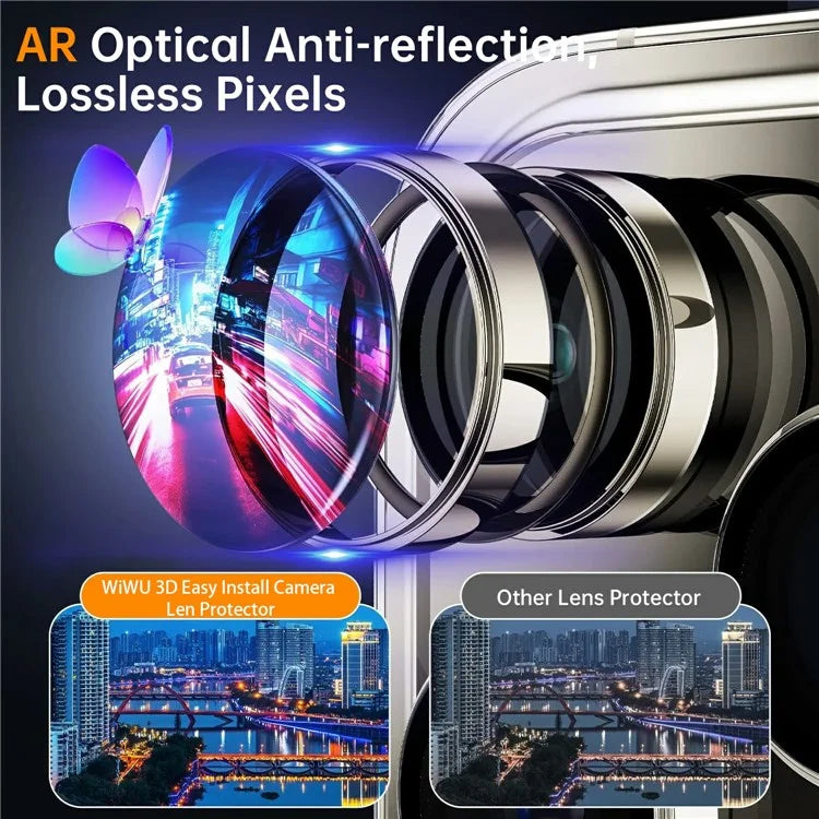 WIWU LG-005 1 Set For iPhone 15 Pro 3D Tempered Glass Rear Lens Film Aluminum Alloy Frame Lens Protector