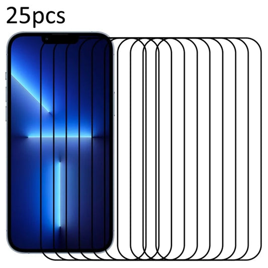 25Pcs For iPhone 13 Pro Max Screen Protector Medium Alumina Glass Silk Printing Film