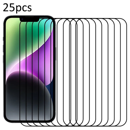 25Pcs For iPhone 14 Silk Printing Ultra Clear Phone Screen Protector Anti-explosion