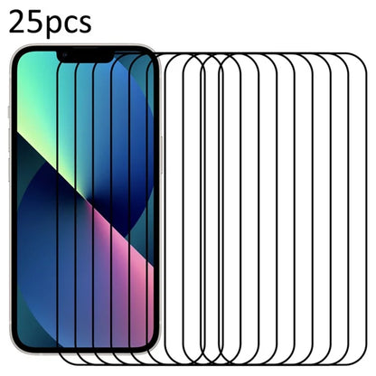 25Pcs For iPhone 13 Medium Alumina Glass Screen Protector Silk Printing Film