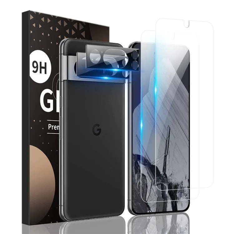 2Pcs Screen Protector for Google Pixel 8 Pro Fingerprint Unlock Film with 2Pcs Camera Lens Protector