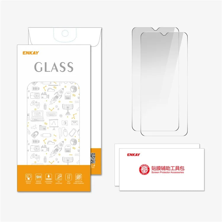 ENKAY HAT PRINCE 2Pcs For Nokia C12 4G Screen Protector Large Arc Edge High Aluminum-silicon Glass