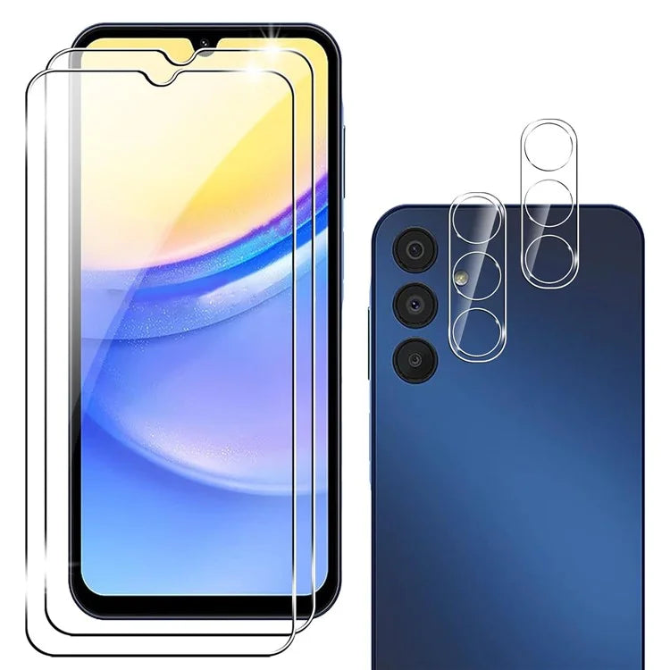 2Pcs For Samsung Galaxy A55 5G Tempered Glass Screen Protector with Camera Lens Film, 9H Hardness