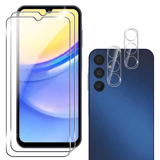 2Pcs For Samsung Galaxy A55 5G Tempered Glass Screen Protector with Camera Lens Film, 9H Hardness