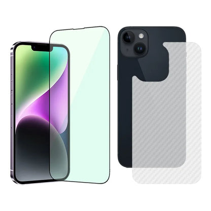 TGVIS For iPhone 14 Plus Screen Protector Full Coverage Anti-green-ray Front Film+Back Protector