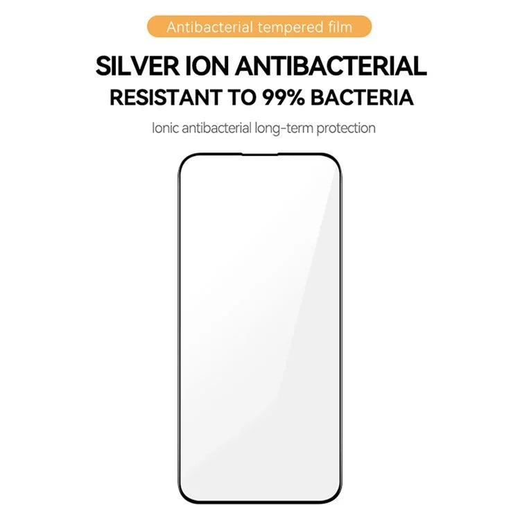 TGVIS For iPhone 15 Plus 2.5D Screen Protector Antibacterial Phone Front Screen Film+Back Protector
