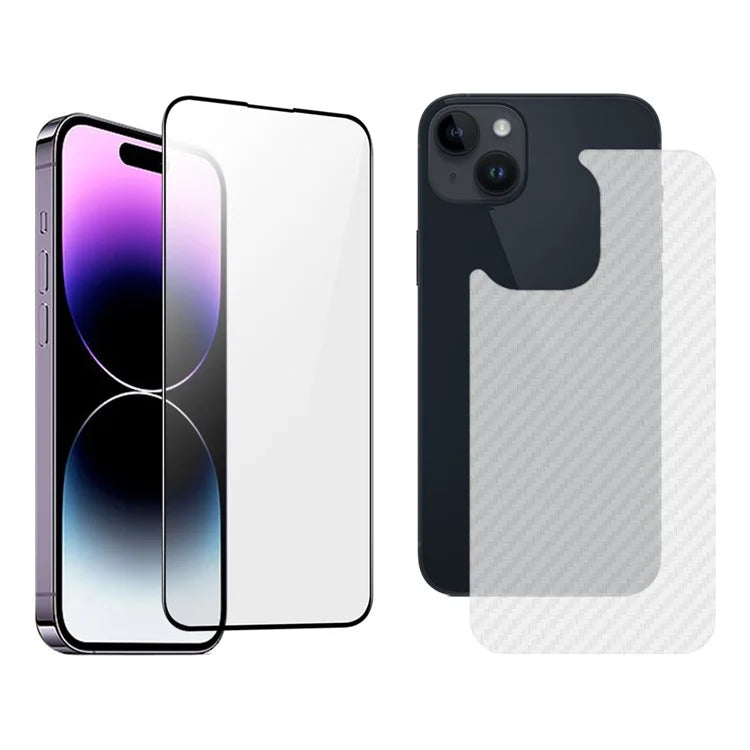 TGVIS For iPhone 15 Antibacterial Screen Protector Full Cover Front Film+Back Protector