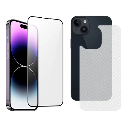 TGVIS For iPhone 15 Antibacterial Screen Protector Full Cover Front Film+Back Protector