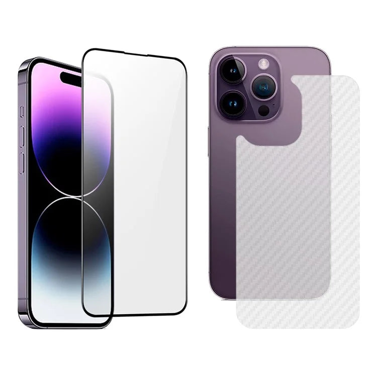 TGVIS For iPhone 15 Pro Antibacterial Screen Protector Ultra Clear Front Film+Back Protector