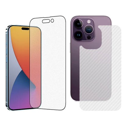 TGVIS For iPhone 15 Pro Max Protective Front Film AG Matte 9H Screen Protector+Back Cover
