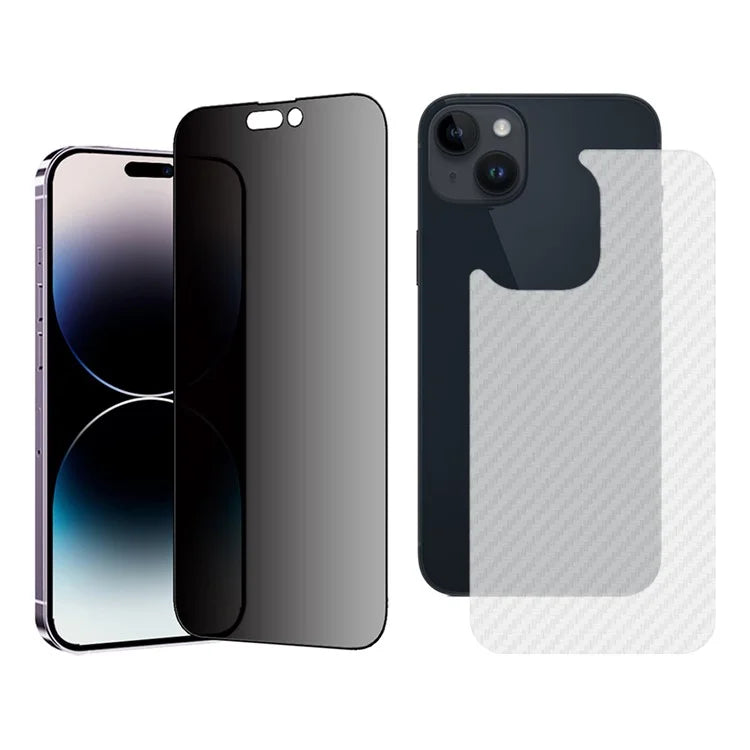 TGVIS High Aluminum-silicon Glass Screen Protector for iPhone 15 Plus Back Film Cover Set