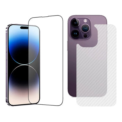 TGVIS For iPhone 15 Pro Max Back Film+Clear High Aluminum-silicon Glass Screen Protector