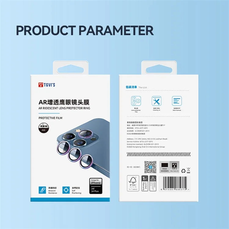 TGVIS 1 Set For iPhone 15 Pro / 15 Pro Max Camera Lens Protector AR Clear Individual Lens Film