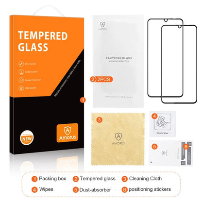 AMORUS 2Pcs For Xiaomi Redmi 13C 4G / Redmi 13C 5G / Poco C65 4G Film Silk Printing Full Screen Protector