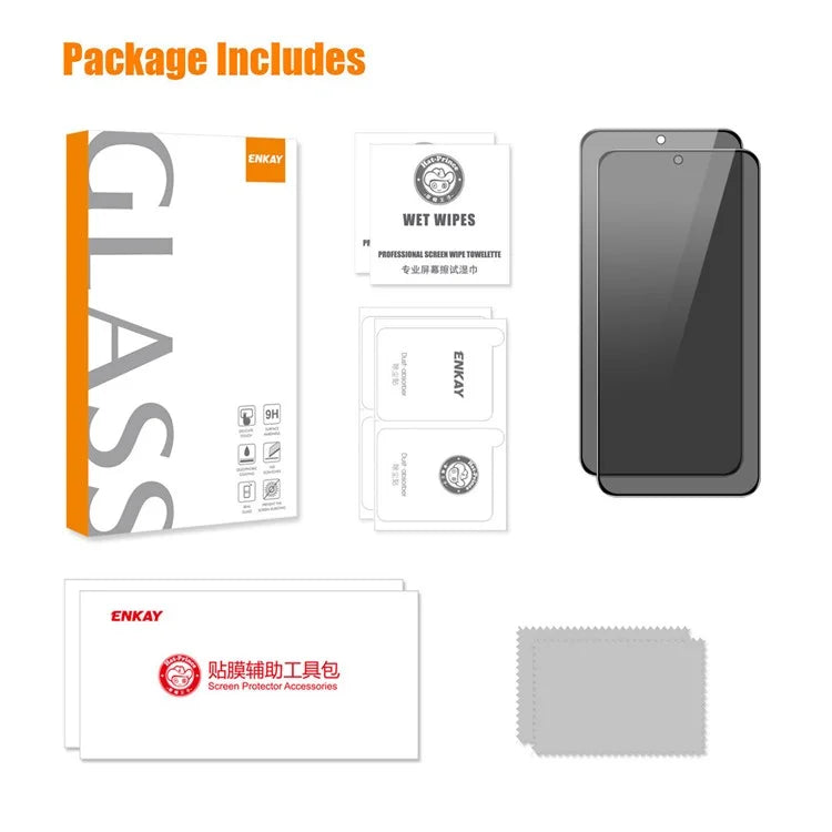 ENKAY HAT PRINCE 2Pcs For Samsung Galaxy S24 Anti-Spy Screen Protector Silk Printing Full Coverage