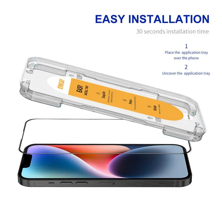 ENKAY HAT PRINCE For iPhone 14 Screen Protector Silk Printing Complete Covering Screen Film Guard